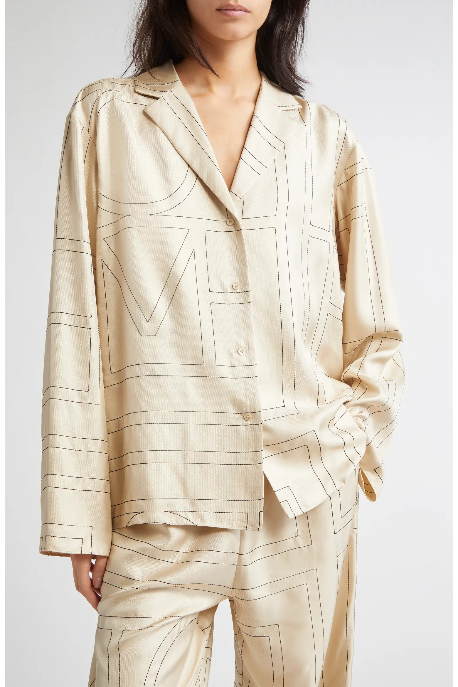 Totême Monogram Silk Pajama Top (Women) | Nordstrom | Nordstrom