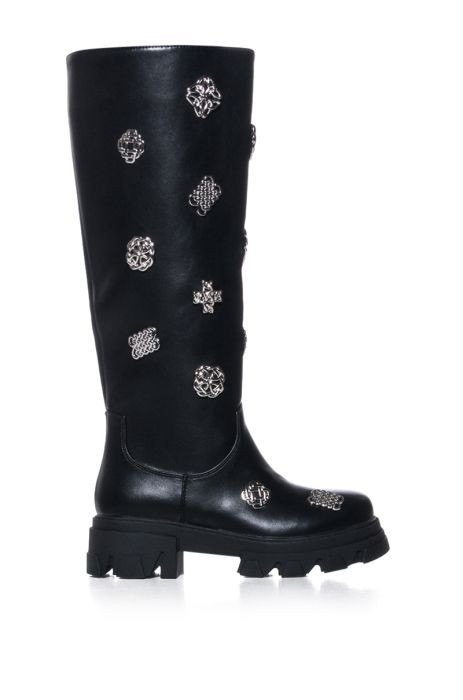 AZALEA WANG DALKEY SILVER HARDWARE EMBELLISHED BOOT | AKIRA
