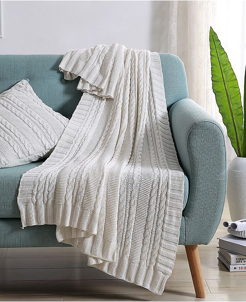 Dublin Cable Knit Throw Blanket | Macys (US)