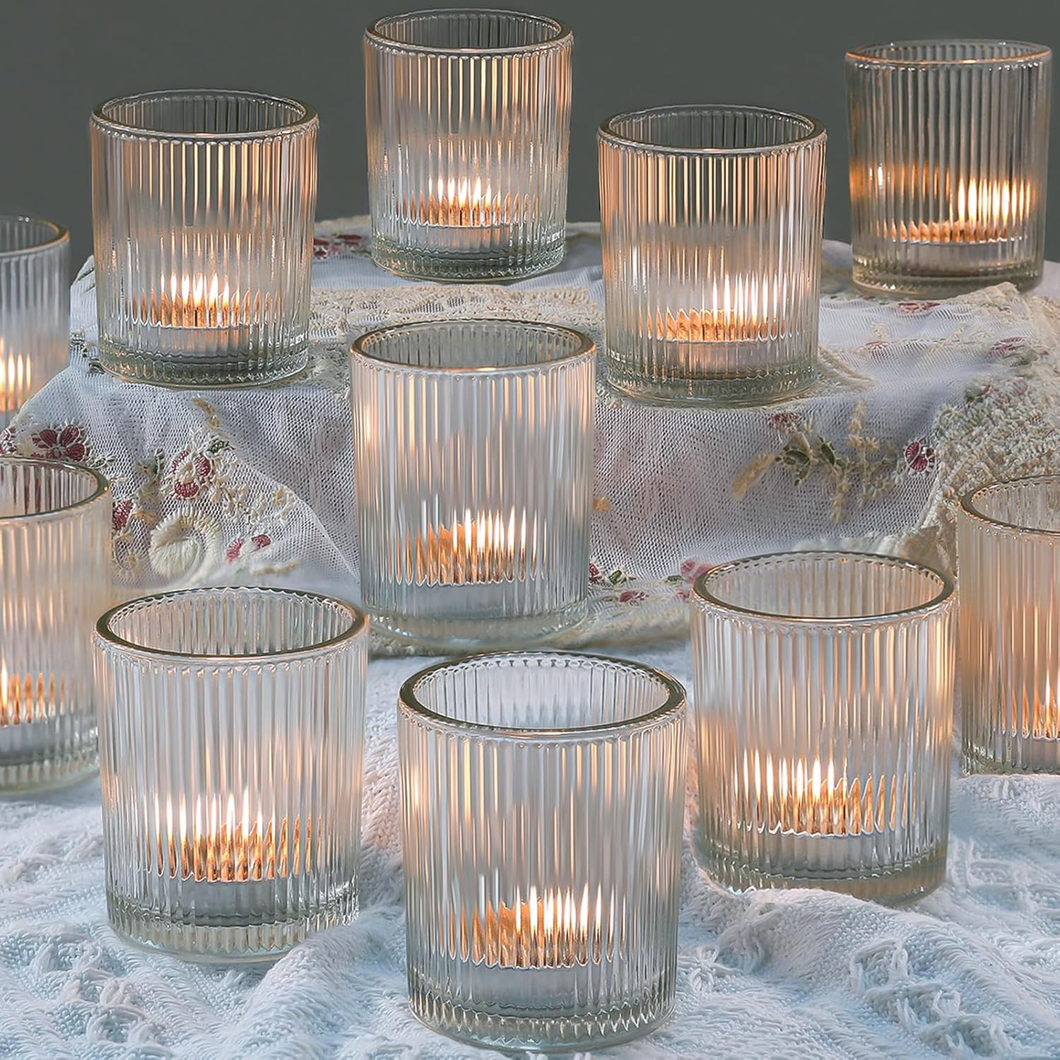 36 Pcs Votive Candle Holders - Clear Glass Tea Lights Candle Holder in Bulk for Table Centerpiece... | Amazon (US)