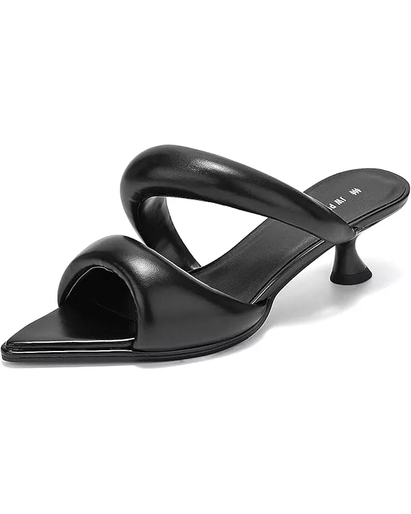  JW PEI Women's Sara Mule Heeled Sandals,Black,Size 5