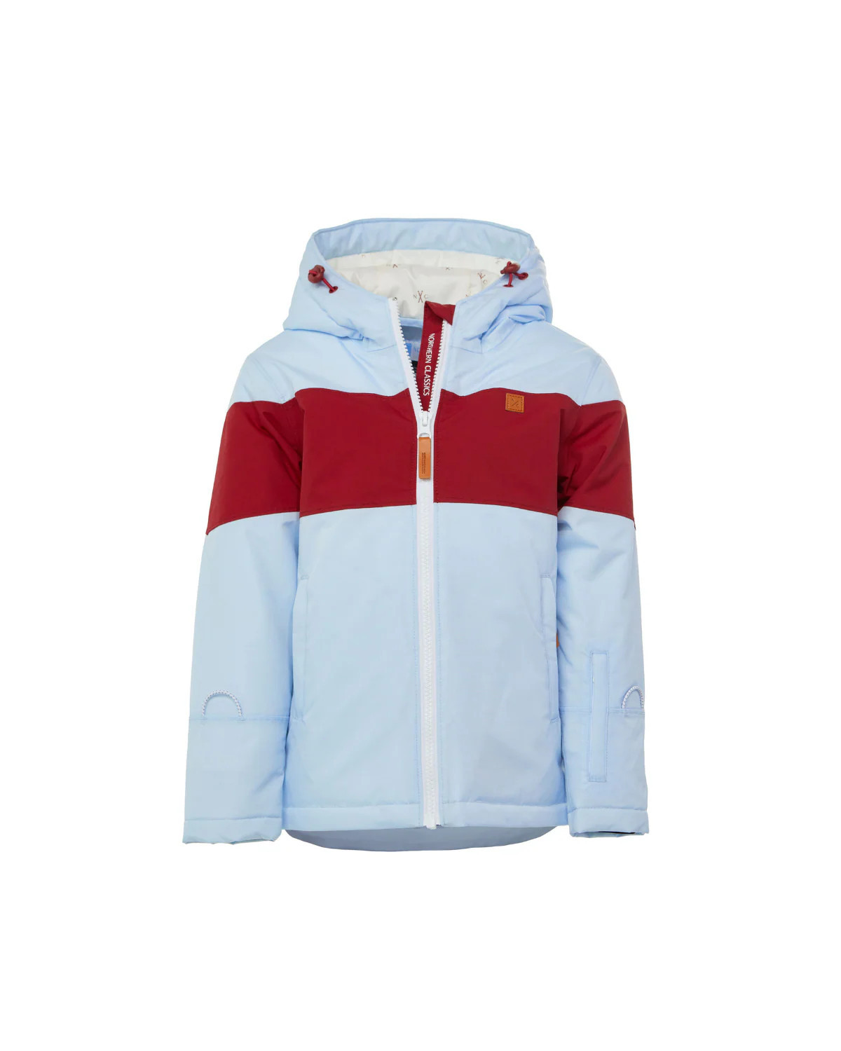 Kids Cloud Blue Winter Coat with Red Rugby Stripe | Northern Classics