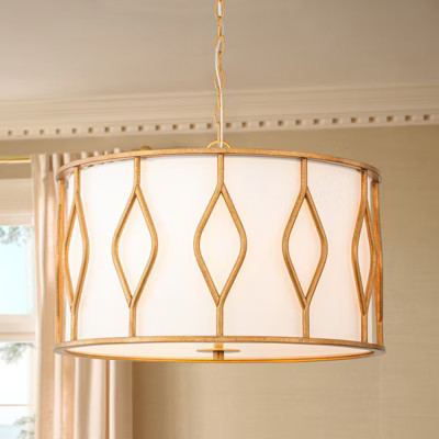Rennnsan Rynari 23" W 4 - Light Drum Linen Mid-Century Modern Dimmable Chandelier in Gold | Target
