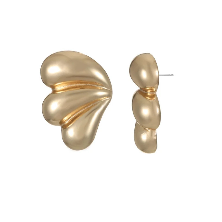 Time and Tru Gold Statement Stud Earrings | Walmart (US)