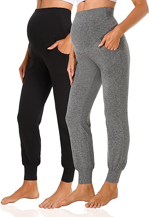 V VOCNI Women's Maternity Pants Maternity Activewear Jogger Track Cuff Sweatpants Over The Belly ... | Amazon (US)