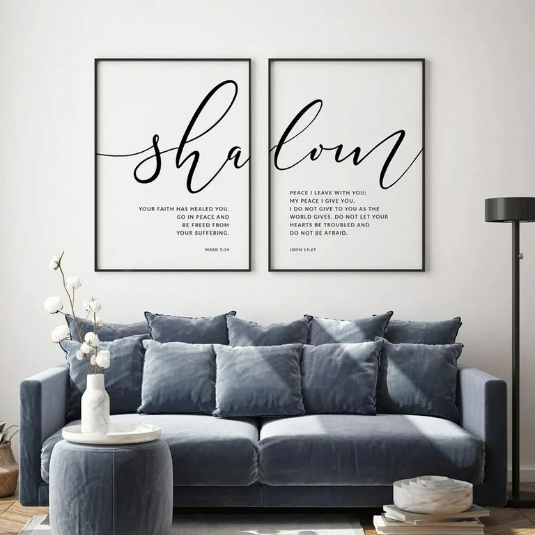 2pcs Shalom Christian Bible Verse Scripture Decorative Painting, Canvas 50x70cm, Waterproof Wall ... | Walmart (US)
