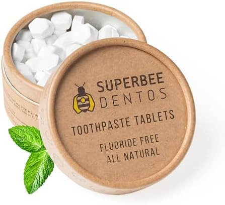 SuperBee Dentos Toothpaste Tablets, 100 Tabs, Fluoride Free & Eco Friendly, Travel Mouthwash Tabl... | Amazon (US)