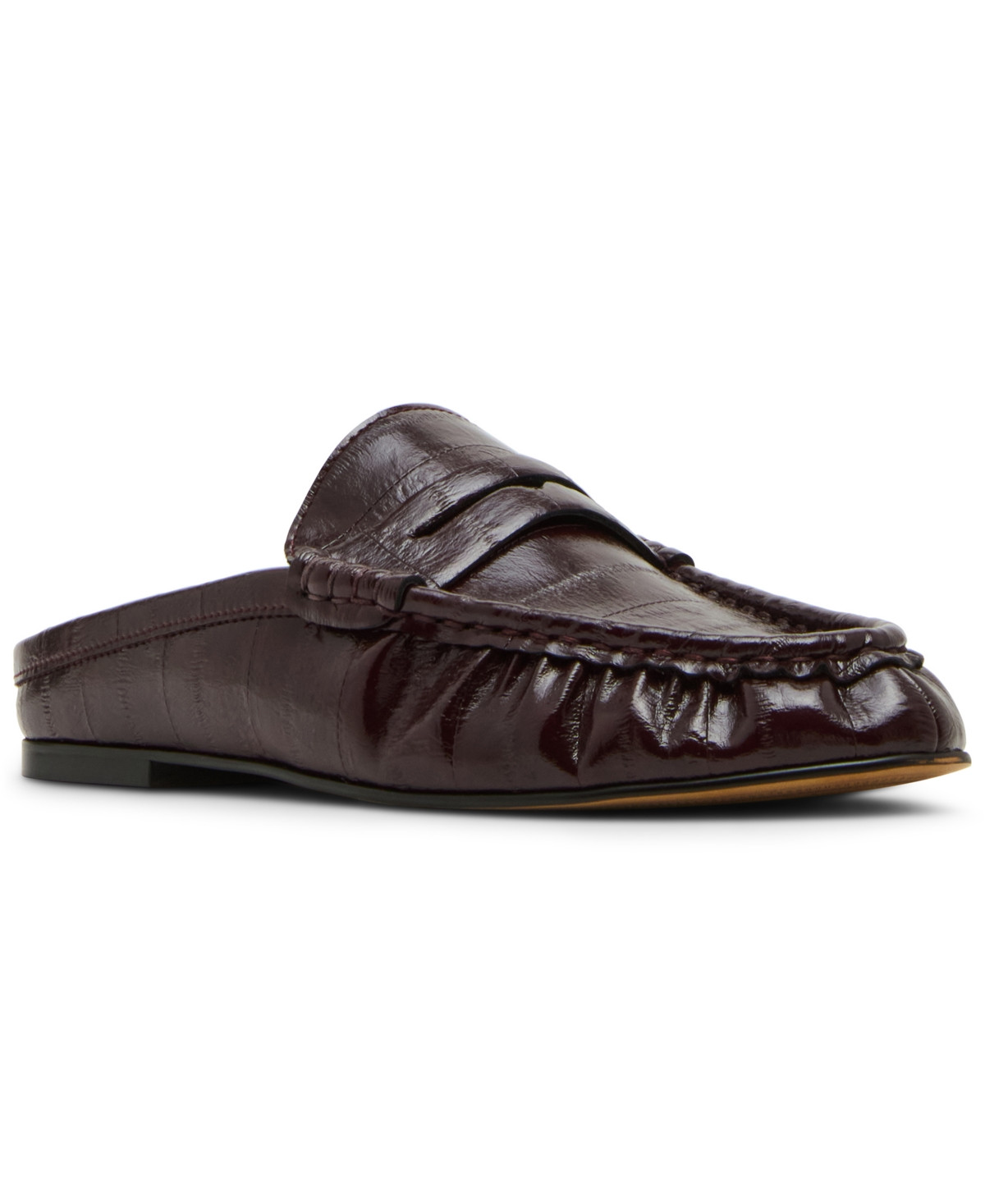 Steve Madden Women's Rafe Tailored Slip-On Loafer Mules - Burgundy Shiny | Macy's