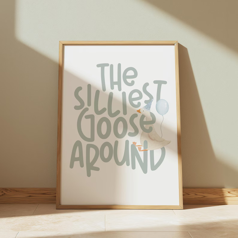 The Silliest Goose Around Wall Art | ONE Silly Goose Birthday Decor | Printable Party Decor | Sil... | Etsy (US)