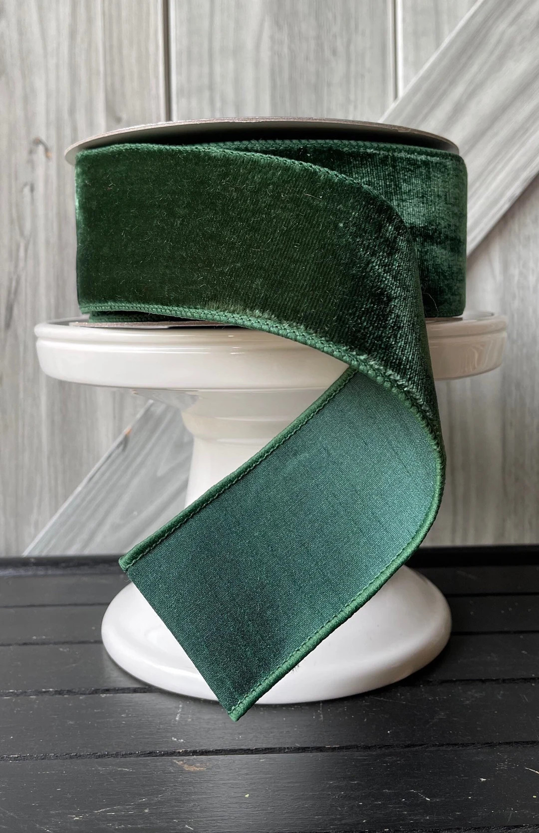 D Stevens, 10 Yards, 2.5 Inch Wired Ribbon, Green Velvet Ribbon, Pine Ribbon, Velvet Ribbon, Luxu... | Etsy (US)