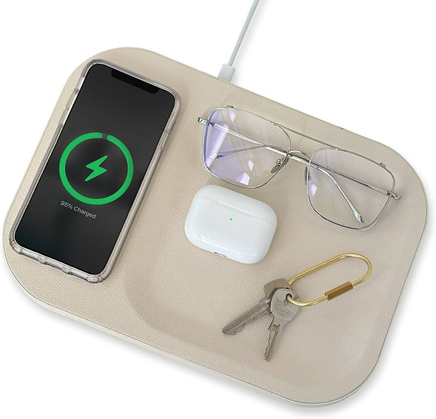 Charge All Multi-Device Wireless Charger Tray, Vegan Leather, Charging Tray, Compatible with iPho... | Amazon (US)