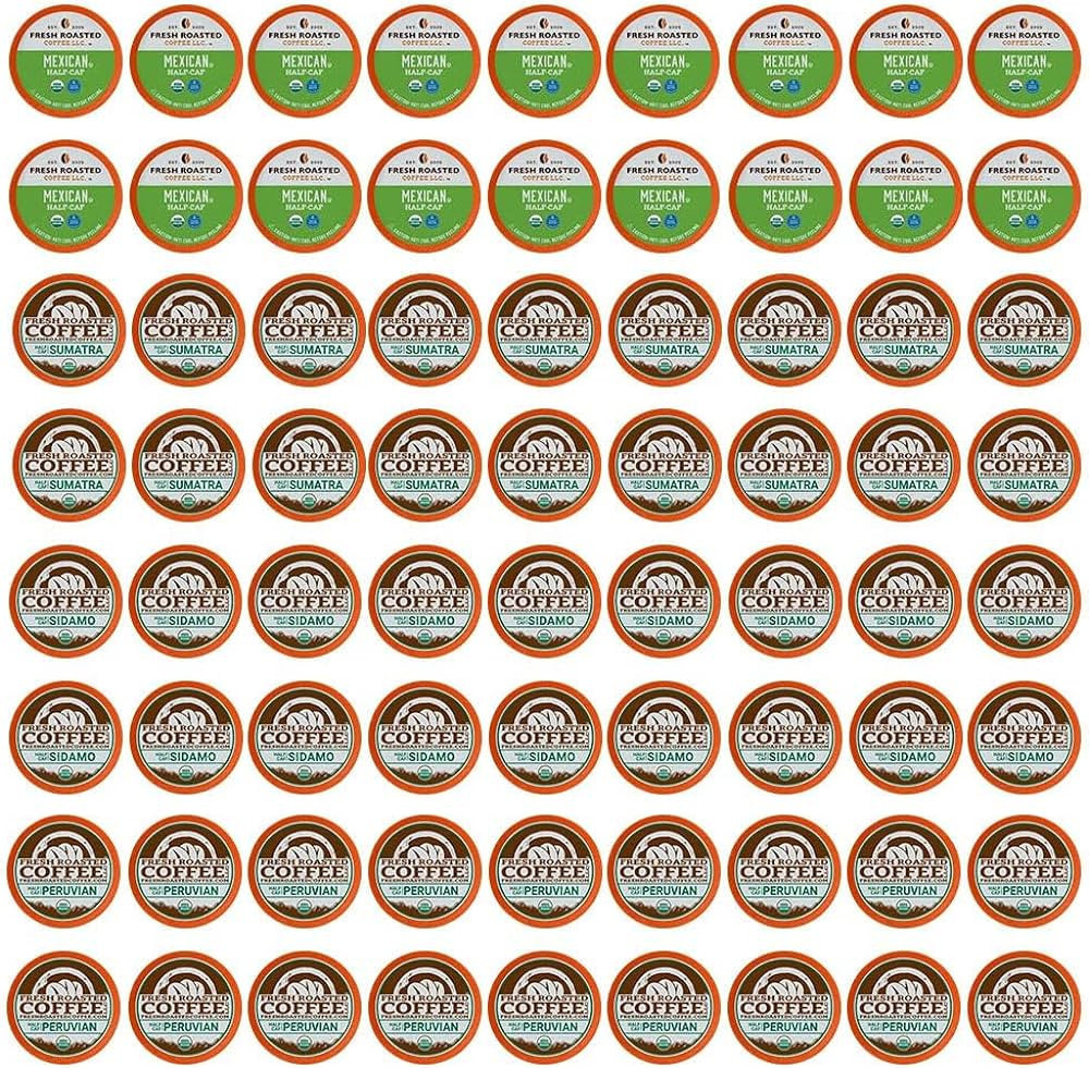 Fresh Roasted Coffee, Organic Half-Caf Variety Pack | 72 Pods for K Cup Brewers | Amazon (US)