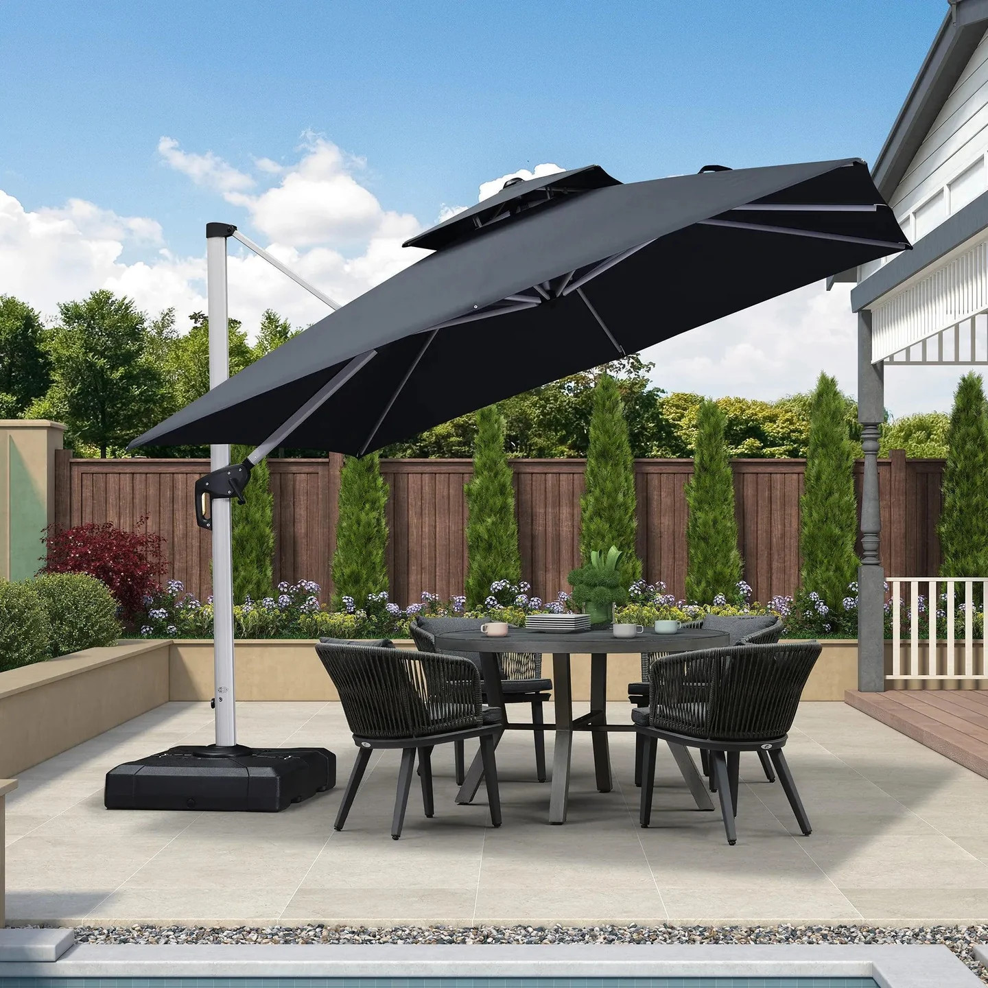 PURPLE LEAF Large Square Patio Cantilever Umbrella for Garden Pool Porch | Purple Leaf
