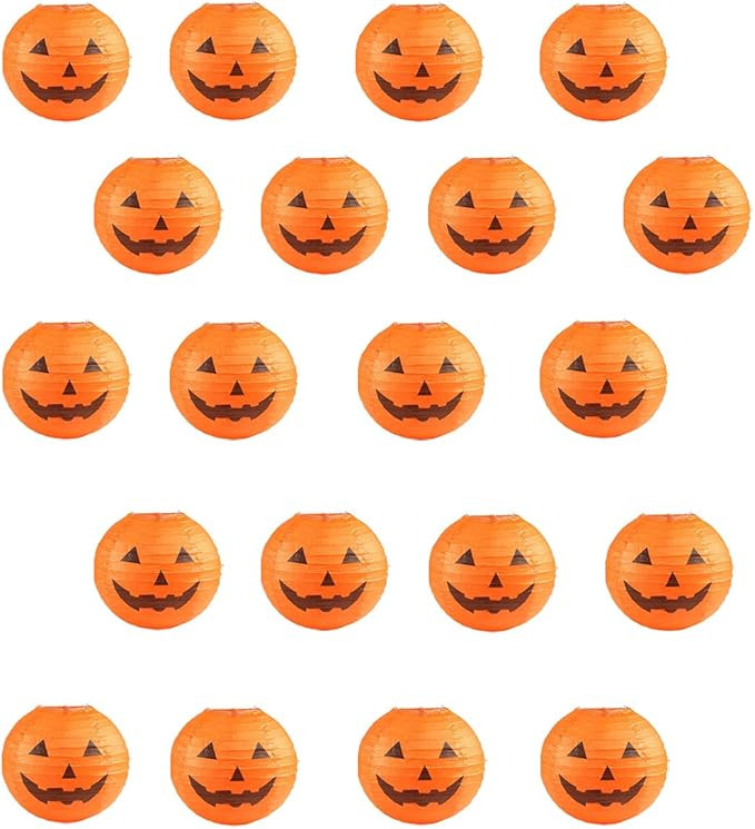 Jangostor 20 PCS Halloween Pumpkin Jack O Lantern Paper Lanterns for Parties, Garden Decoration, ... | Amazon (US)