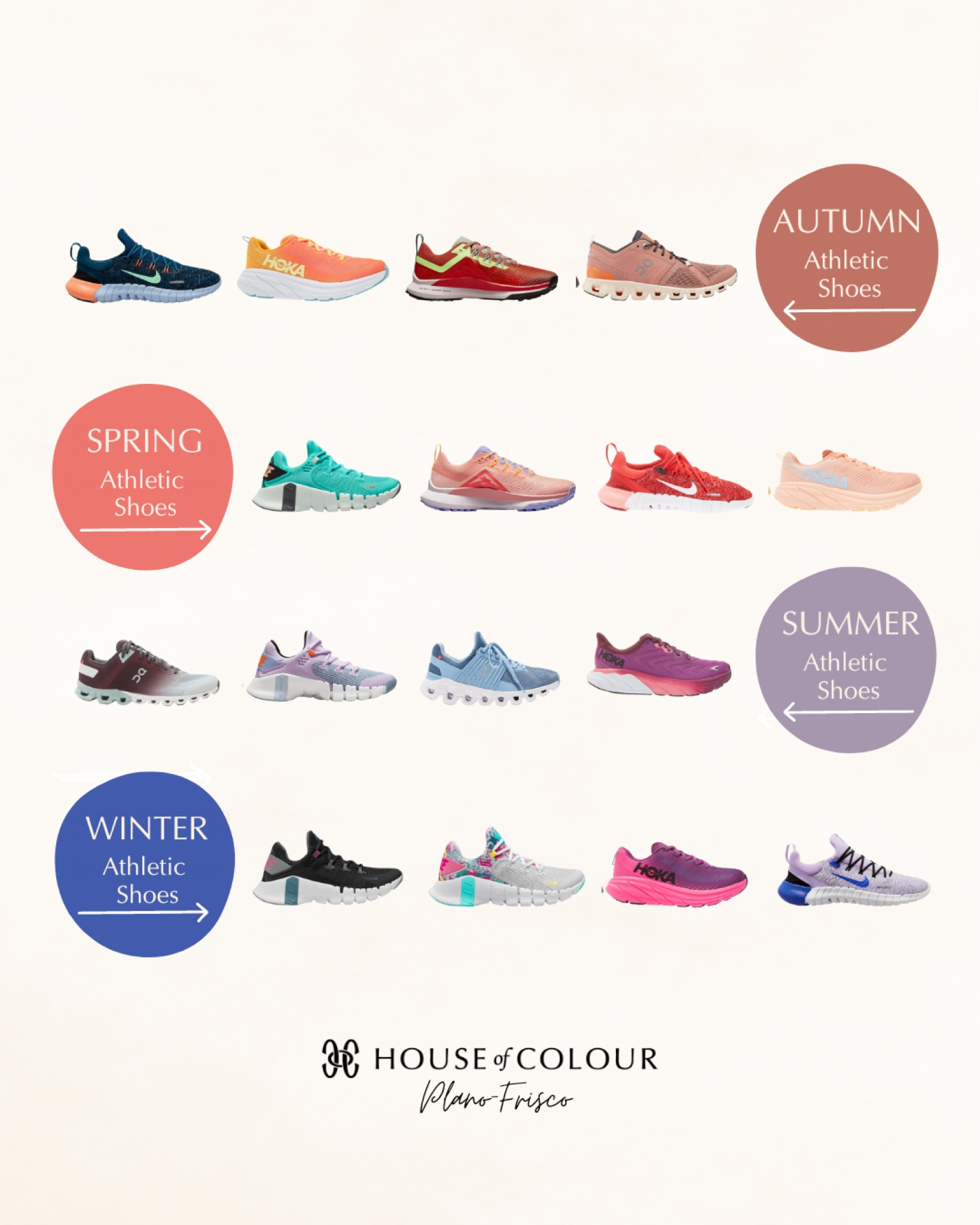 Did you make any health and fitness goals for the new year? 🙋🏼‍♀️ Even if you didn’t, here are some fun athletic sneakers to wear at the gym or around town for each House of Color Season! 

#hoc #runningshoes #autumn #spring #summer #winter #athleisure

#LTKshoecrush #LTKfamily #LTKfit