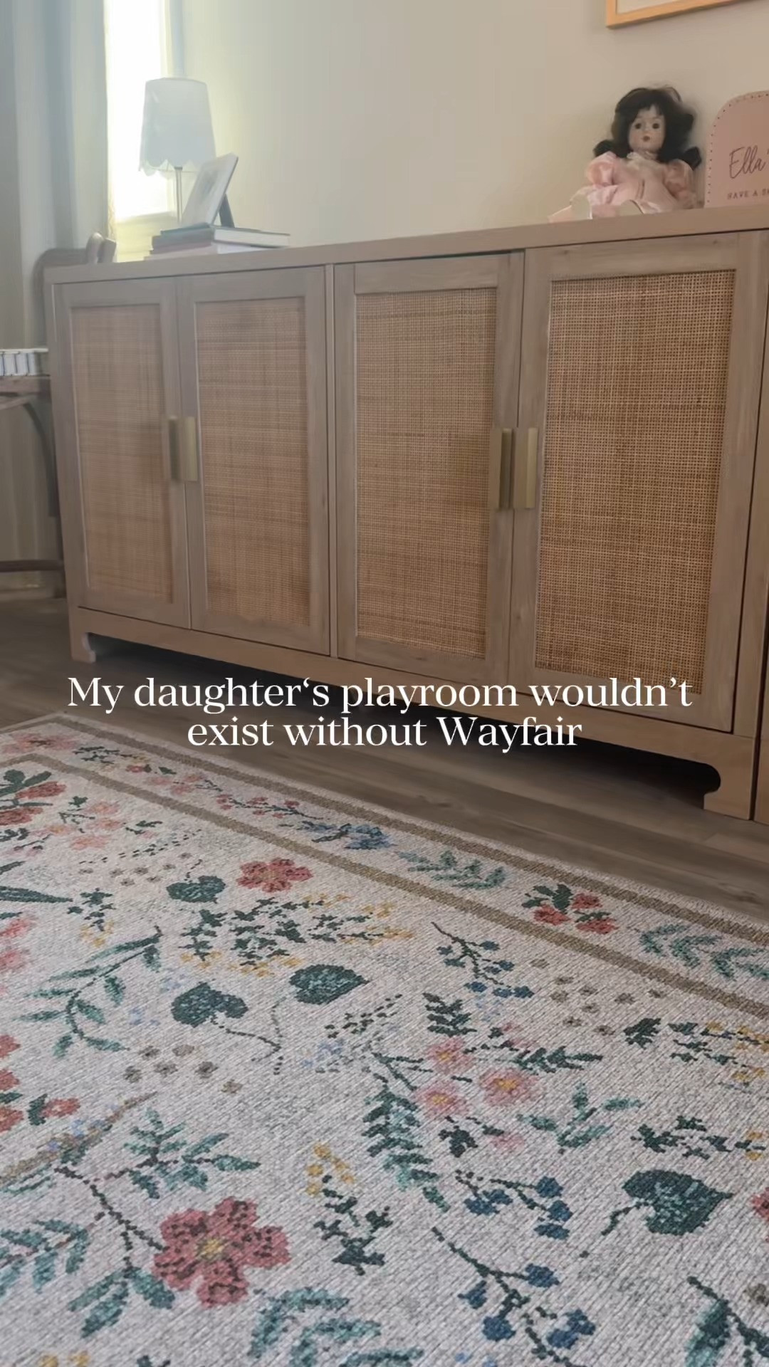 These are the 3 main pieces we used in my daughter’s playroom

The rug, drapes, and storage cabinets made the biggest difference in making the space feel finished but still work for everyday use. You will be shocked by the Rifle Paper Co x Loloi rug price!!

I especially love the storage — it keeps everything contained but still looks nice

@wayfair 

 #LTKHome #LTKKids