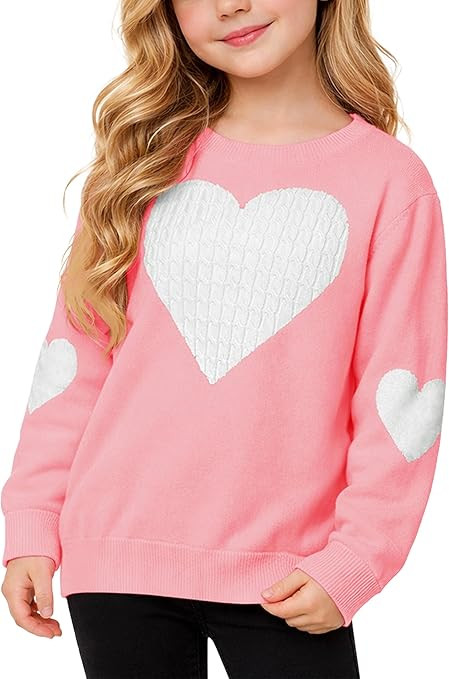 Magrank Girls Valentine Sweater Kids Long Sleeve Cute Heart Winter Holiday Knit Pullover 5-14 Yea... | Amazon (US)