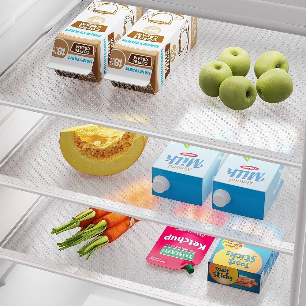 12 Pcs Refrigerator Mats, Refrigerator Liners for Glass Shelves Washable and Cuttable, Fridge Lin... | Amazon (US)