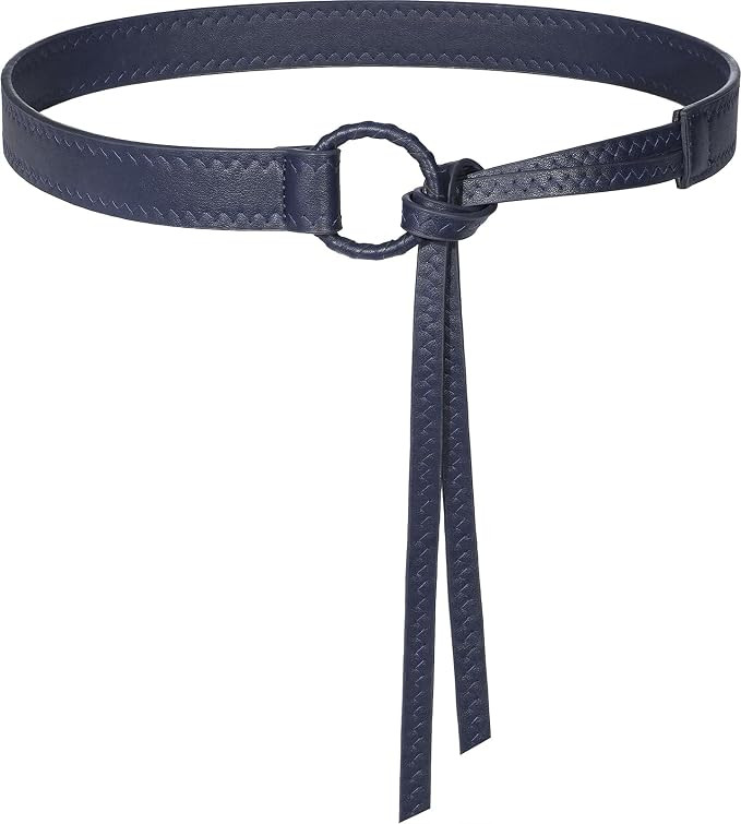 Knotted Waist Belt for Women PU Leather Thin Strap Belt for Dresses | Amazon (US)