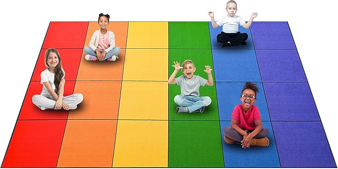 Booooom Jackson Rainbow Colorful Seating Classroom Rug for Kids Room Seating Décor, 7'54''x13'12... | Amazon (US)