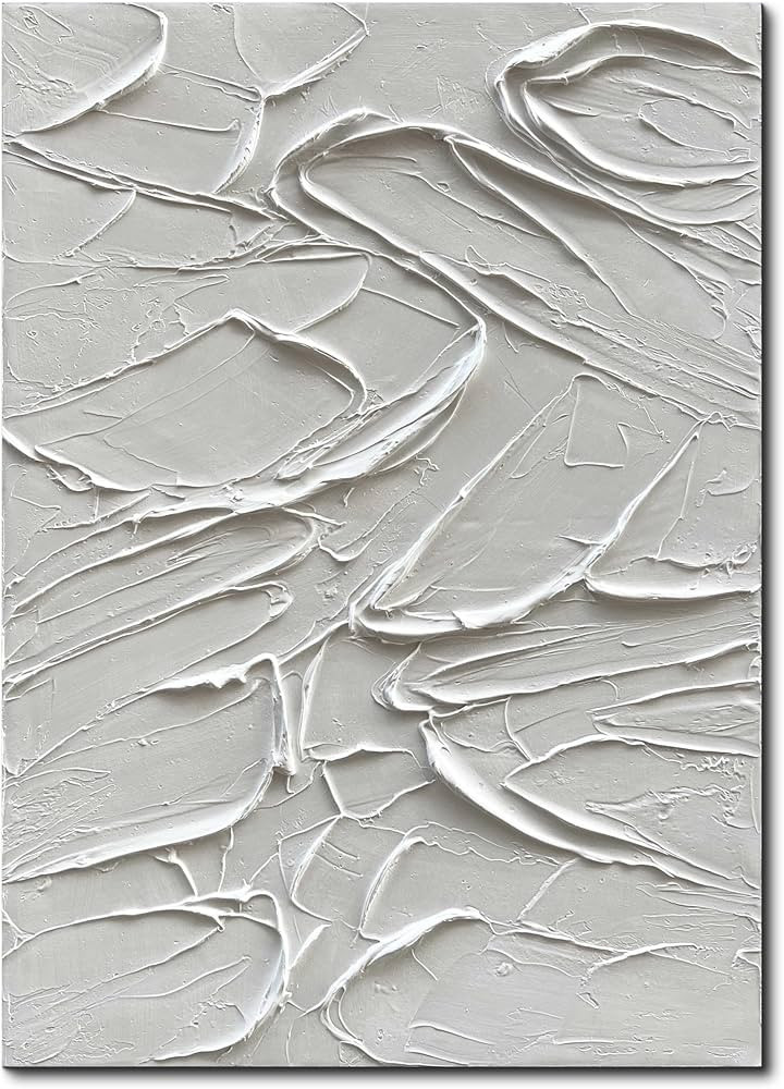 Eonzeun White Textured Wall Art - Contemporary Hand Painted Oil Painting 28x40 inch,Minimalist Ab... | Amazon (US)