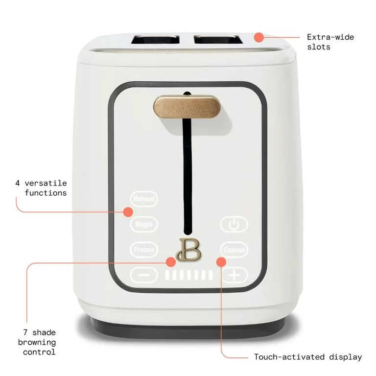 Beautiful 2 Slice Touchscreen Toaster, White Icing by Drew Barrymore | Walmart (US)