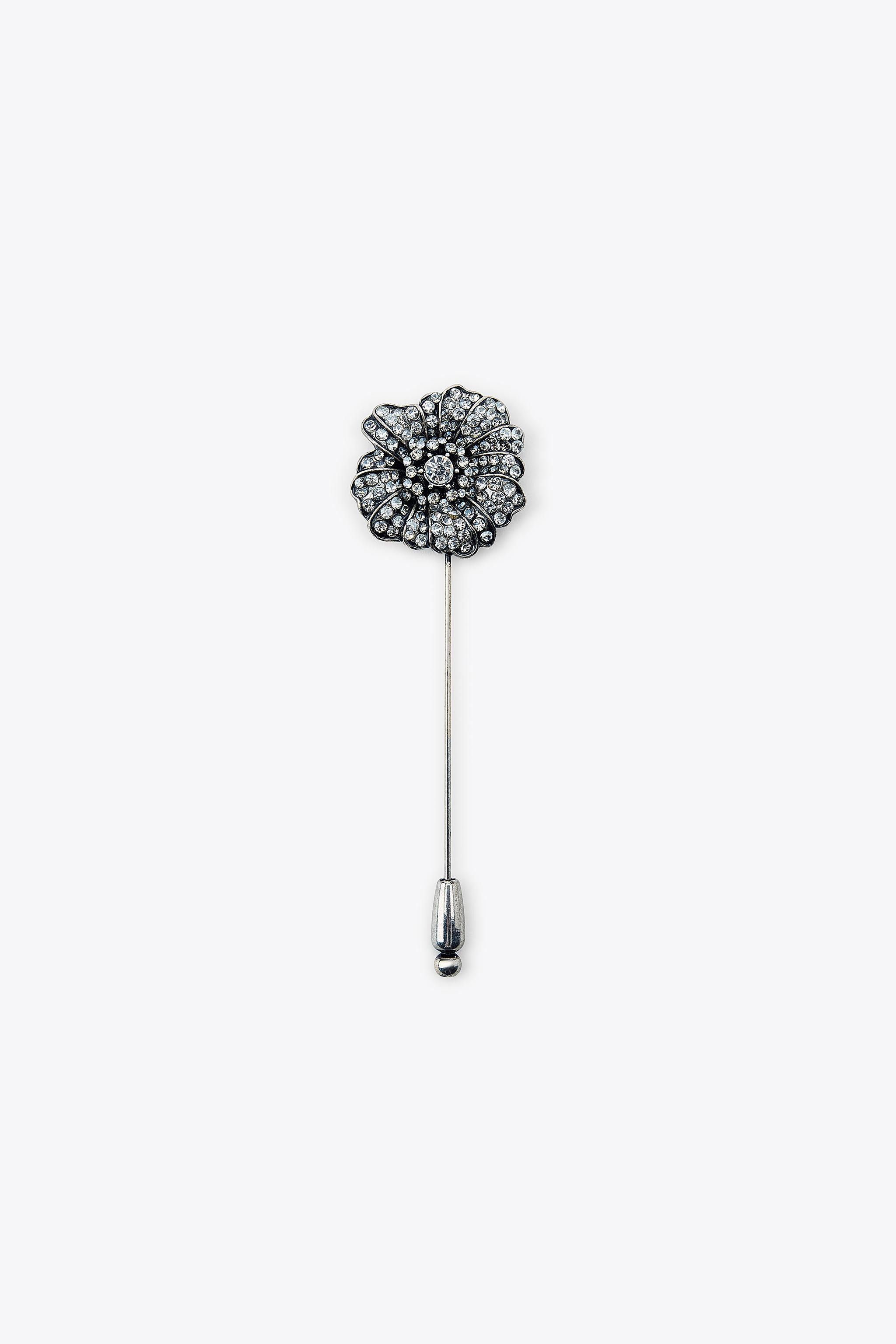 SPARKLY FLORAL PIN BROOCH | Zara US
