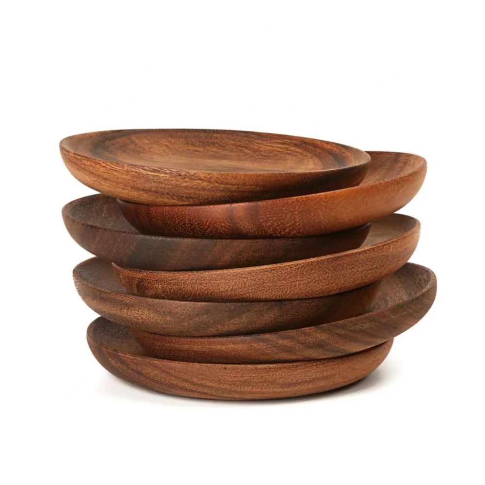 Acacia Wood Dinner Plates, 4 Inch Small Round Wood Plates, Easy Cleaning & Lightweight for Dishes... | Walmart (US)