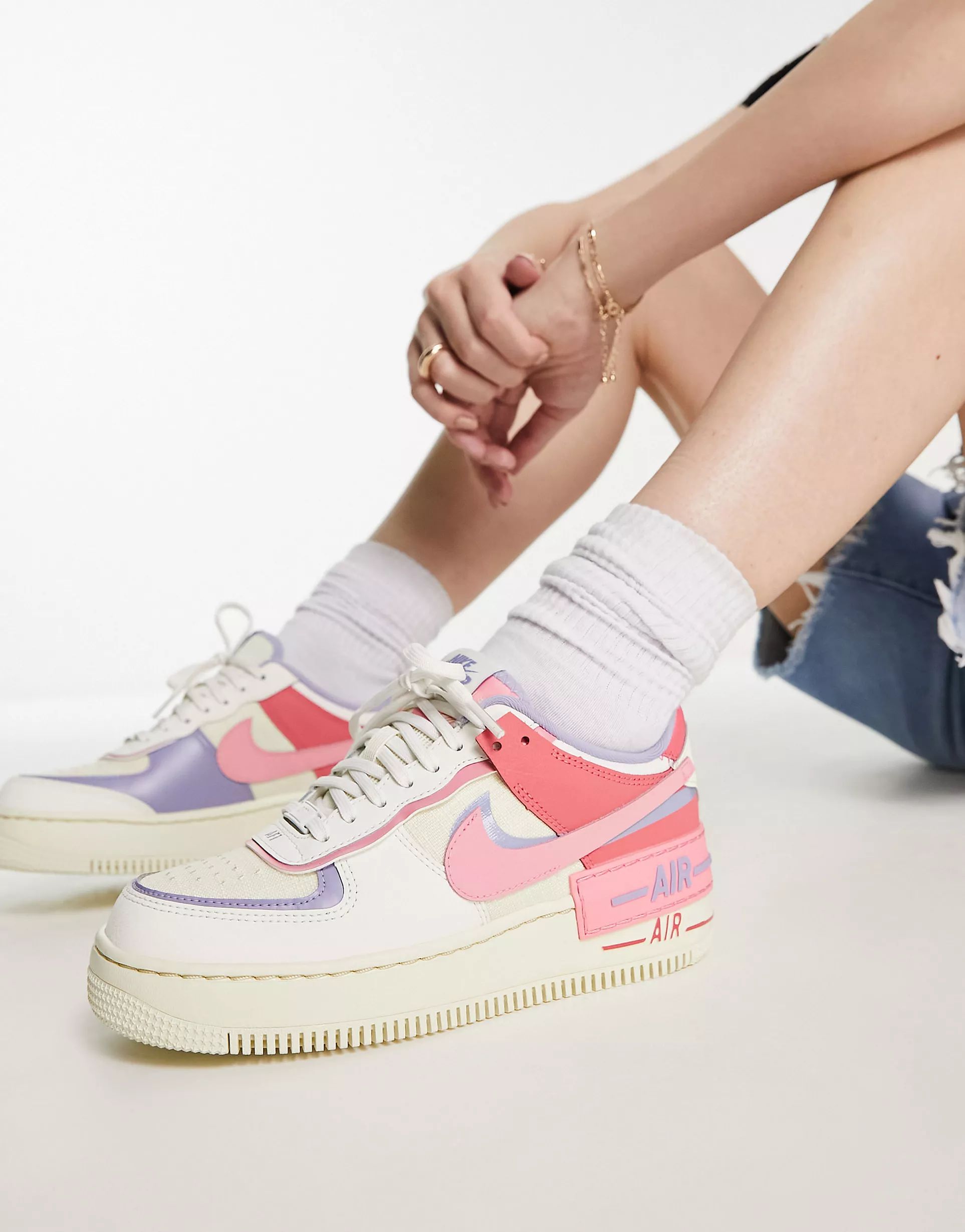 Nike Air Force 1 Shadow sneakers in white and pink | ASOS (Global)