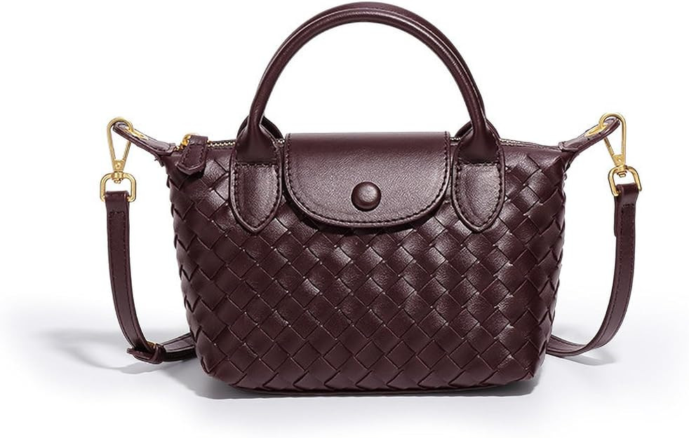 Mini Small Size Braided Luxury Leather Women's top Handle Handbag Fashion Travel Daily Satchel | Amazon (US)