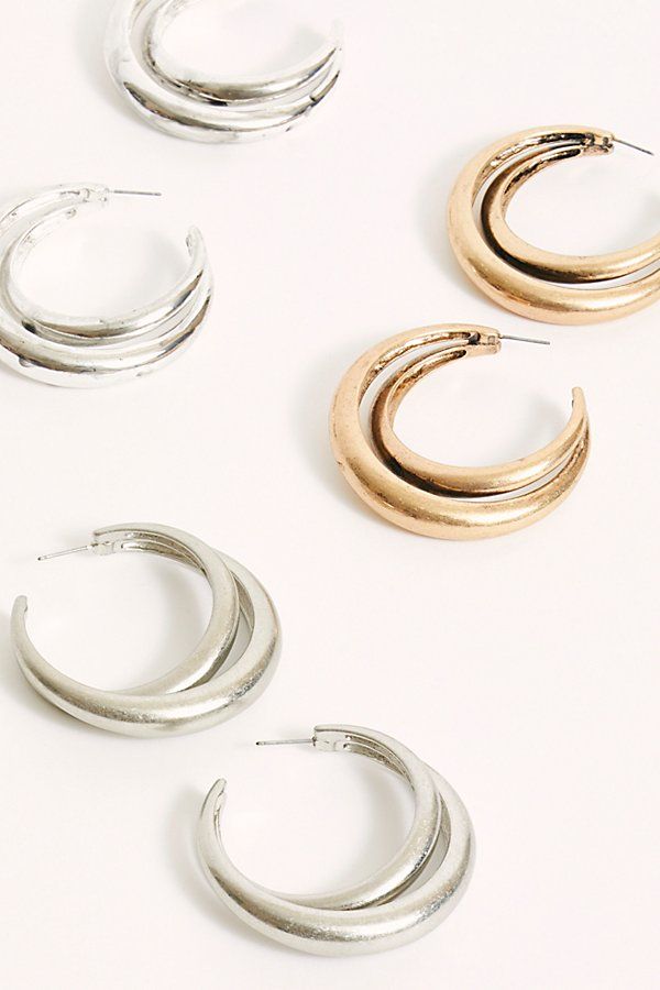 Split Hoop Earrings by Free People, New Silver, One Size | Free People (Global - UK&FR Excluded)