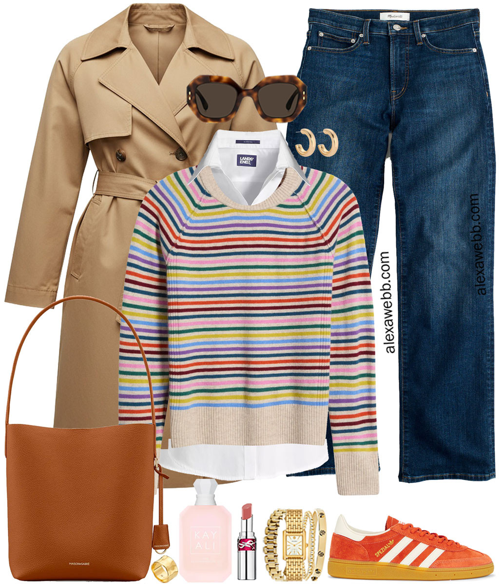 Size inclusive, midsize, plus size preppy feminine outfit idea for fall! Love a good stripe! Sneakers should fit wide width as they're unisex/mens! AlexaWebb #plussize

#LTKOver40 #LTKMidsize #LTKPlusSize