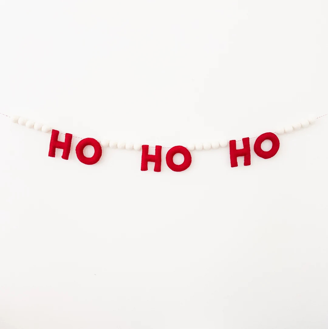 Red Ho Ho Ho Felt Ball Garland, Ho Ho Ho Banner, Christmas Holiday Garland - Etsy | Etsy (US)