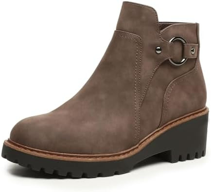Womens Ankle Boots Chunky Low Heel Short Booties Comfortable Round Toe Dress Fall Boots with Side... | Amazon (US)