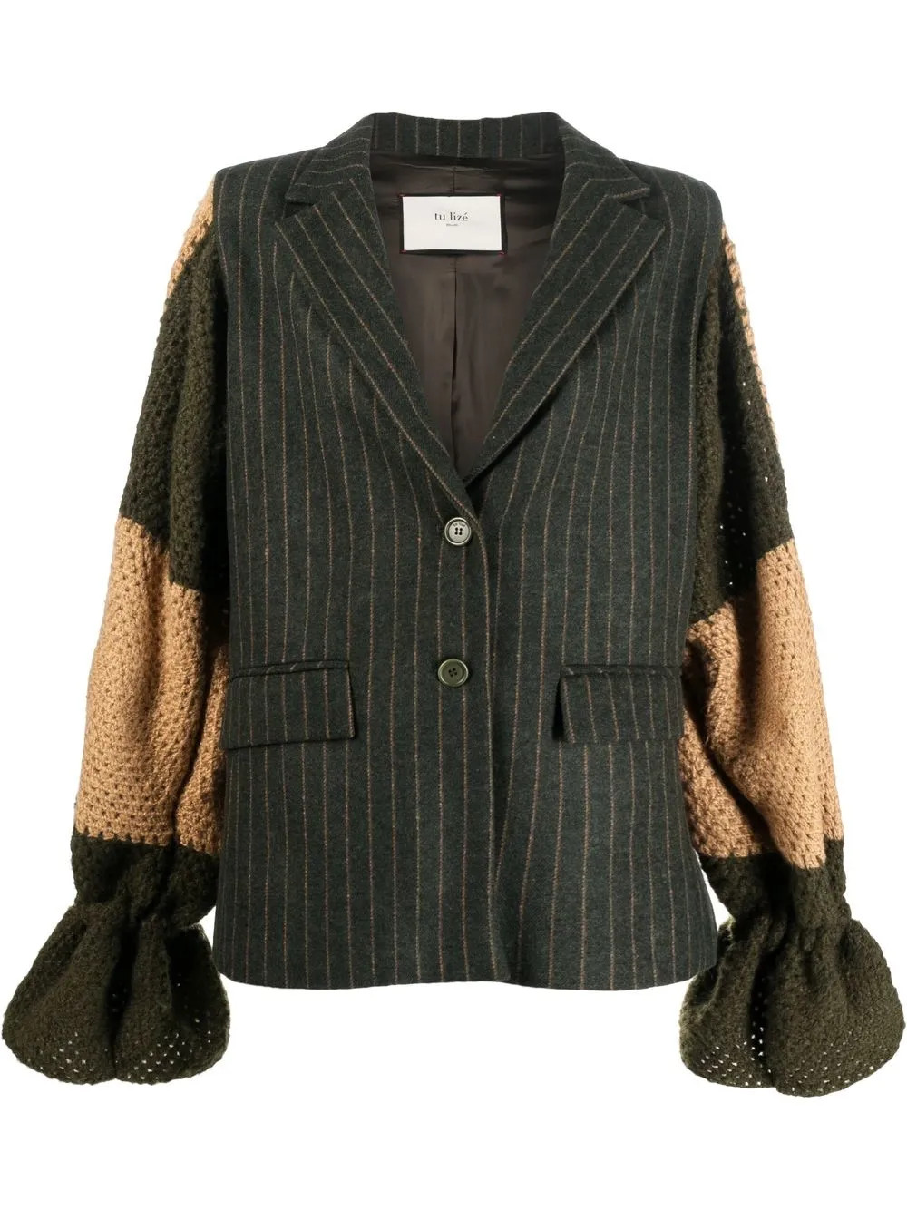 TU LIZE' crochet-knit buttoned-up Blazer - Farfetch | Farfetch Global