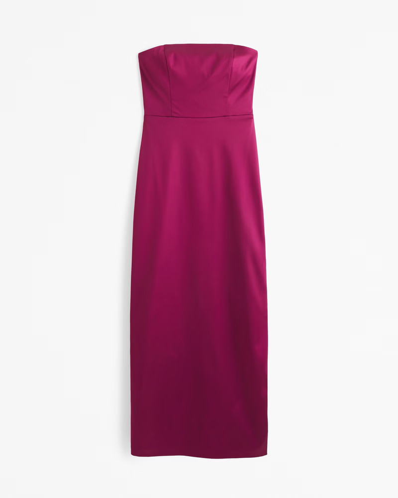 Women's Strapless Satin Sculpt Maxi Dress | Women's Dresses & Jumpsuits | Abercrombie.com | Abercrombie & Fitch (US)