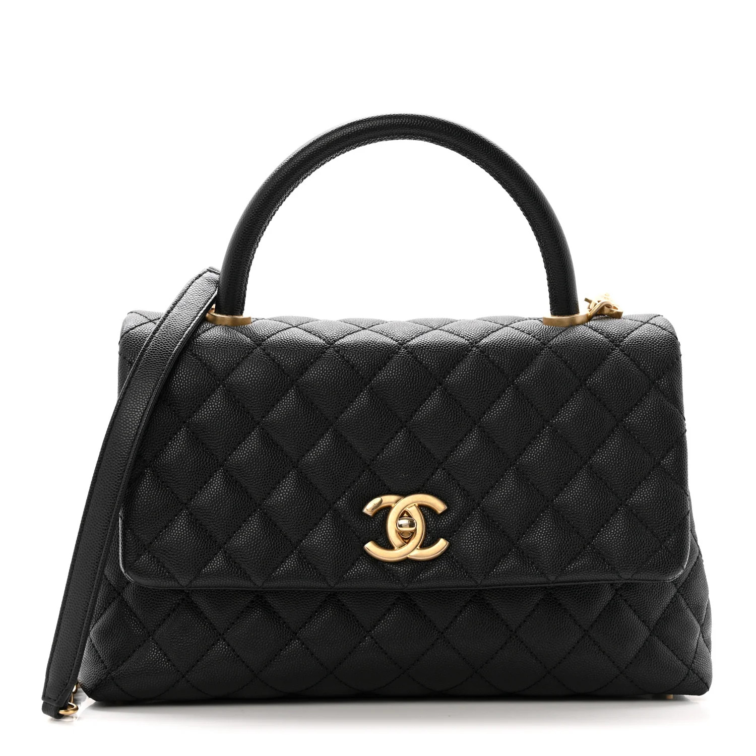 Caviar Quilted Small Coco Handle Flap Black | FASHIONPHILE (US)