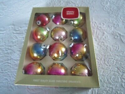 12 Vintage 1967 SHINY BRITE Multi-Color Ombre GLASS CHRISTMAS ORNAMENTS IOB | eBay US