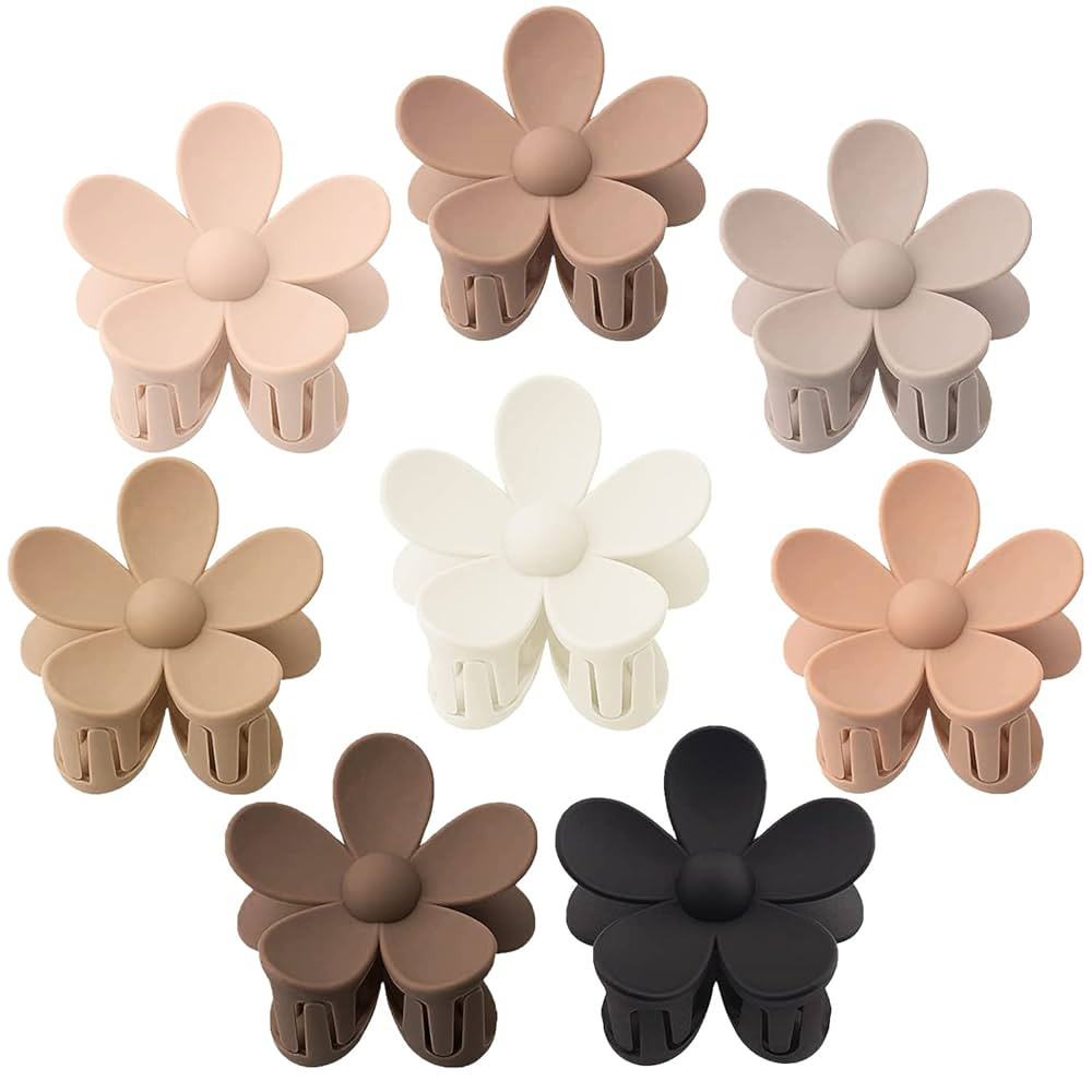 Flower Hair Clips 8PCS, Large Claw Clips for Women Girls Thick Thin Hair, Strong Hold Non slip Bi... | Amazon (US)