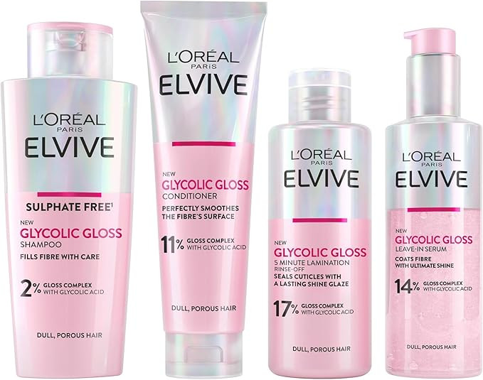 L'Oréal Paris Elvive Glycolic Gloss Shampoo, Conditioner and Rinse-Off Treatment Set for Dull Po... | Amazon (UK)