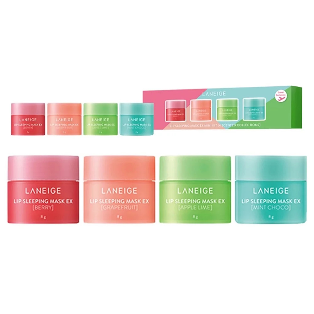Laneige Lip Sleeping Mask Mini 4 Pc Set - Berry, Grapefruit, Apple Lime, Mint Choco - Walmart.com | Walmart (US)
