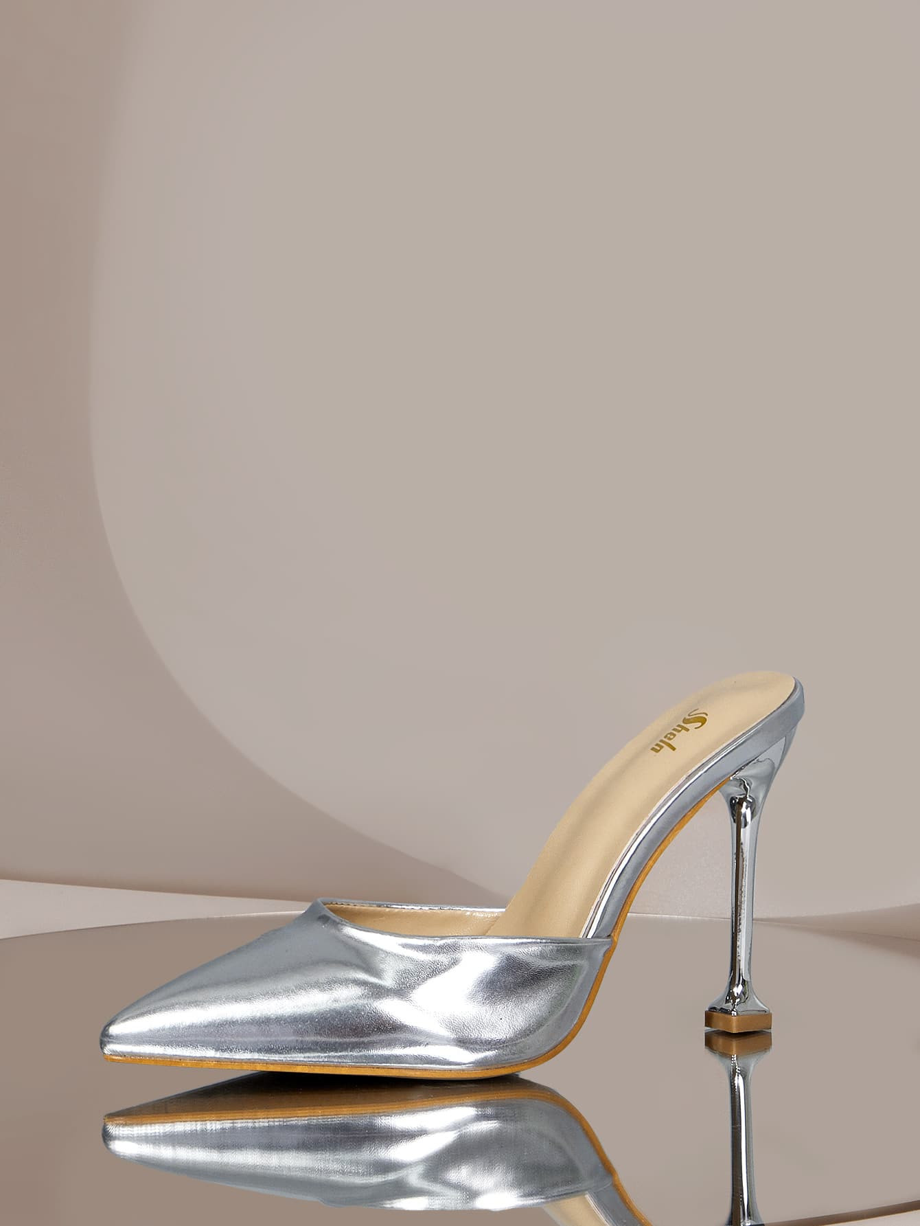 Metallic Point Toe Stiletto Heeled Mule Pumps SKU: sx2112215736909558(4 Reviews)$24.00Make 4 paym... | SHEIN
