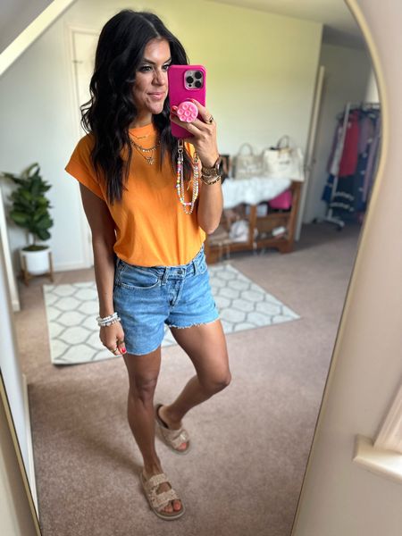 Today’s ootd- all Target, and all 30% off! 
Tee size xs
Shorts sized up one, but could have stayed tts 
Sandals tts 

#LTKSaleAlert #LTKSeasonal #LTKFindsUnder100