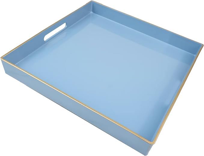 Spsyrine Light Blue Decorative Tray for Living Room, Square Modern Plastic Round Coffee Serving T... | Amazon (US)