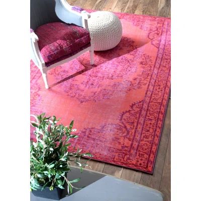 Remade Distressed Overdyed Pink Area Rug | Wayfair North America