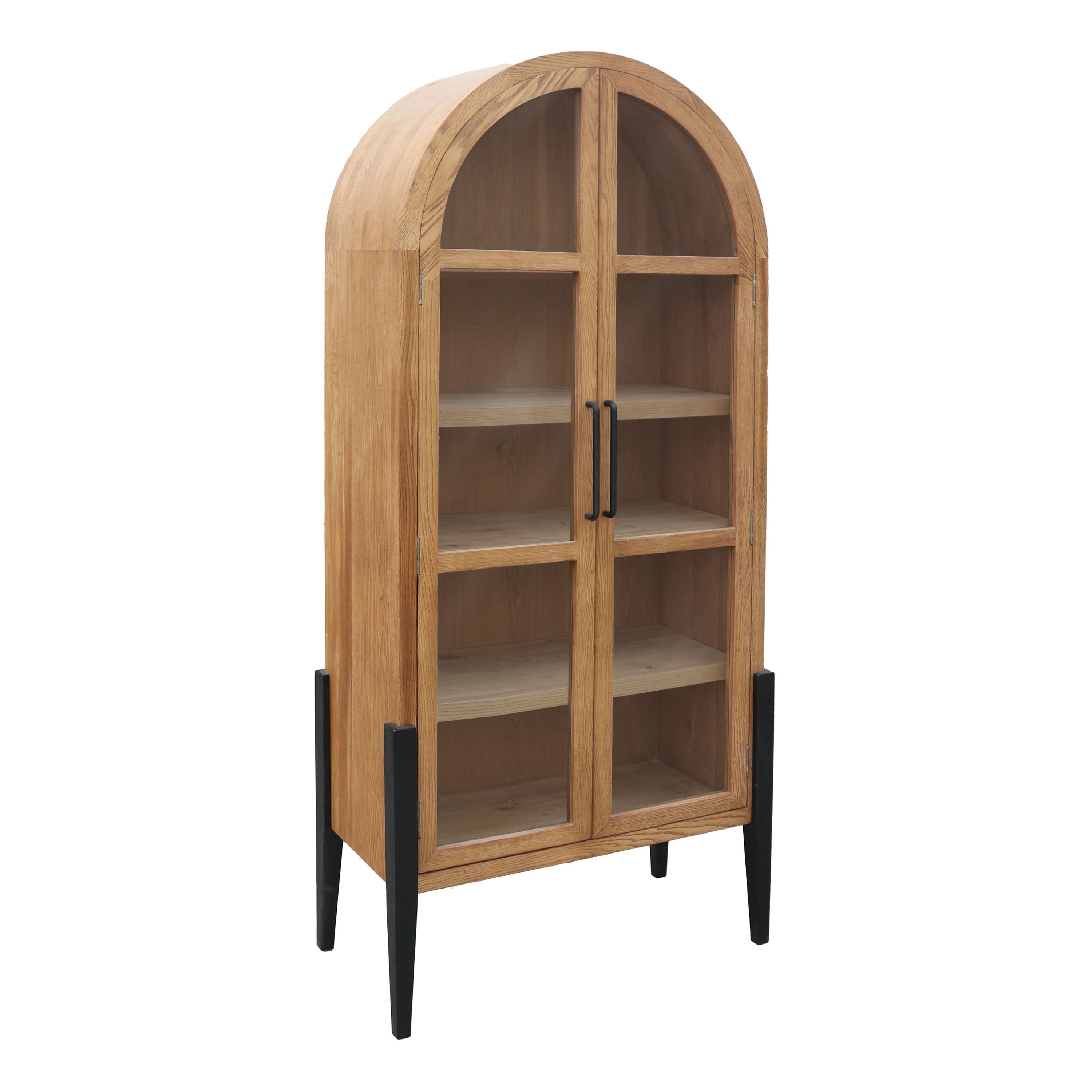 Grayson Natural Oak And Glass Arched Display Cabinet | World Market