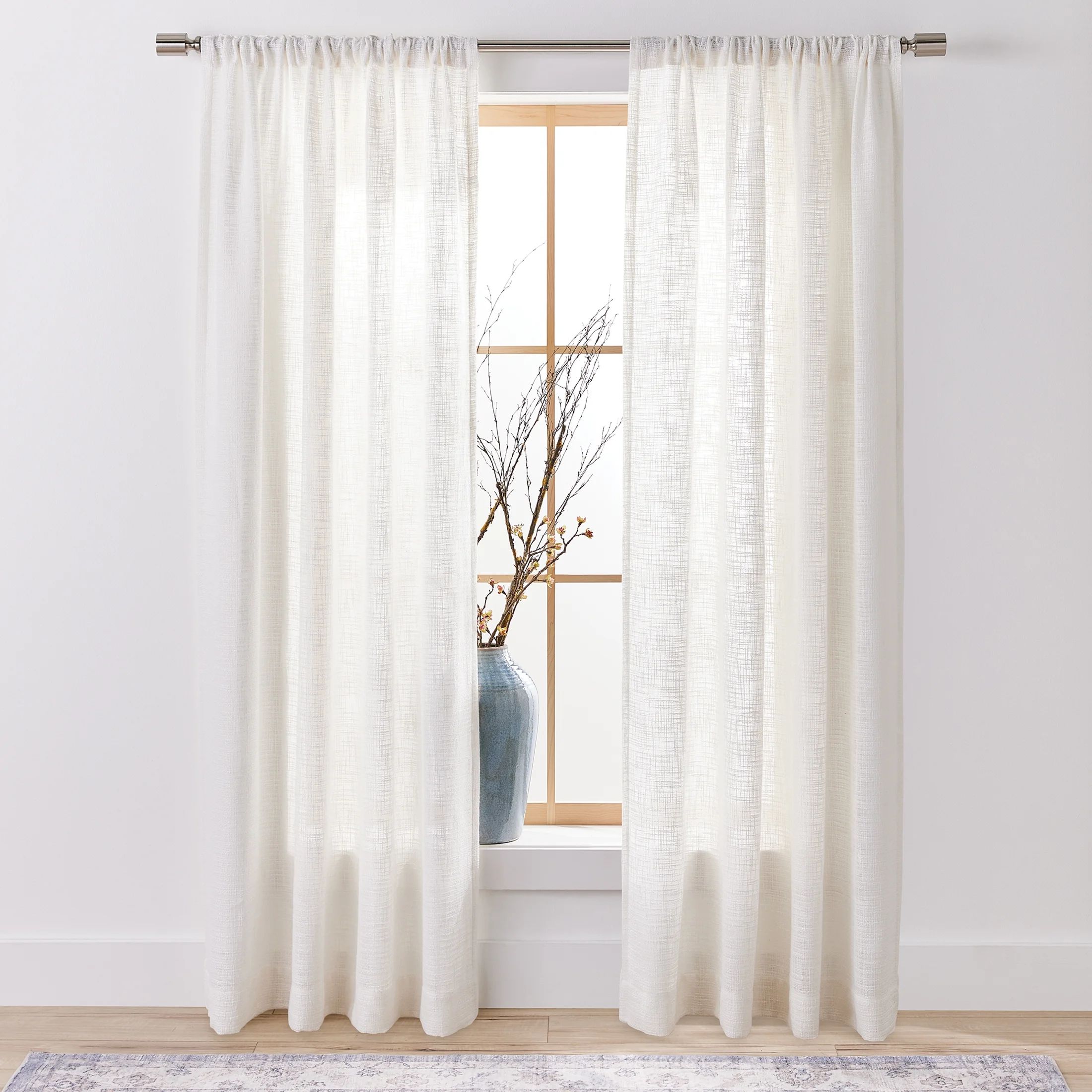 Better Homes & Gardens White Woven Slub Rod Pocket Light Filtering Curtain Panel, 52" x 84" - Wal... | Walmart (US)