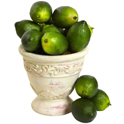 12pk Unscented Artificial Lime Vase Filler Green - Nearly Natural: Bowl Filler, Decorative Fruit | Target