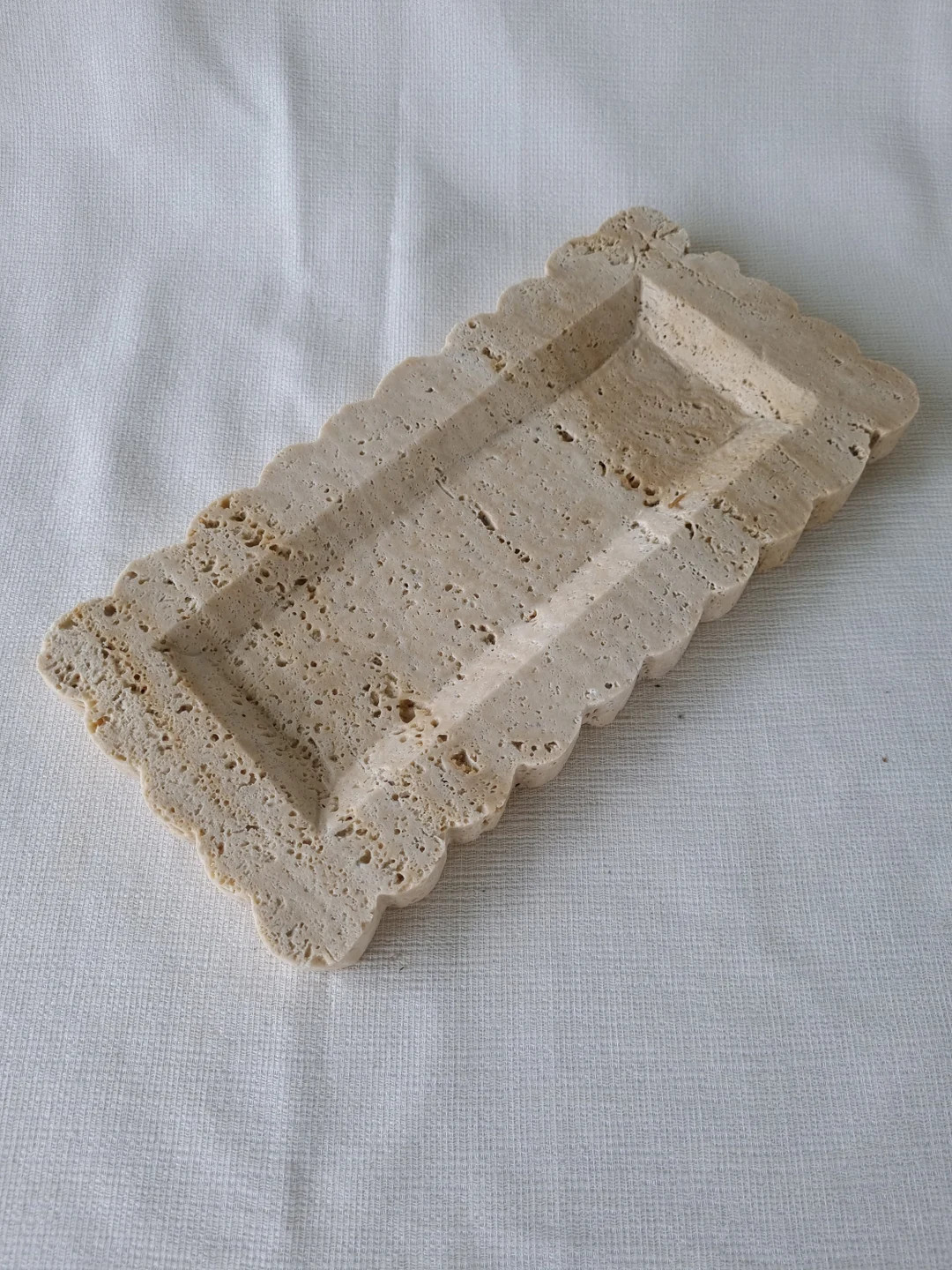 12x6 Travertine Scalloped Tray Catchall Tray - Etsy | Etsy (US)