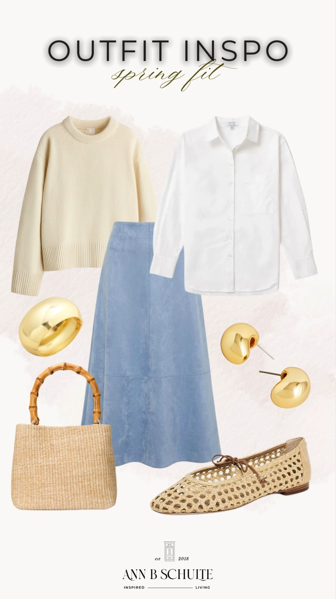 Effortless spring outfit inspo in a soft button down shirt, suede maxi skirt and cozy wool sweater for chic layering and timeless charm 🌷☀️👜
#springoutfit #outfitinspo #buttonsdown #suedevibes #maxiskirtstyle #woolsweater #chiclayering #springfashion #neutralstyle #sustainablewardrobe 

 #LTKootd